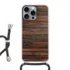 Houten plankpatroon - Warmte - Natuurlijk Hoesje iPhone 16 Pro Max met koord klein -3d