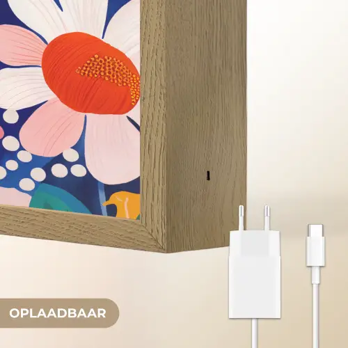 Bloemen - Kleurrijk - Stippen Light Box met batterij (Wandlamp) middel -USP_websiteoplaadbaarNL