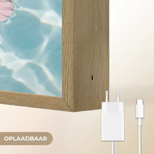 Hibiscus - Water - Roze Light Box met batterij (Wandlamp) middel -USP_websiteoplaadbaarNL