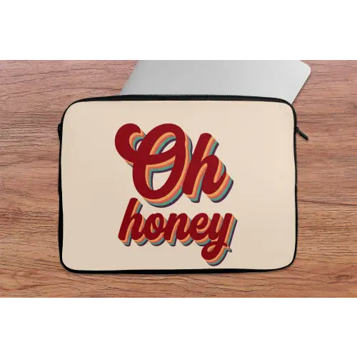 Oh honey - Rood - Schaduw laptophoes neopreen klein -tafel