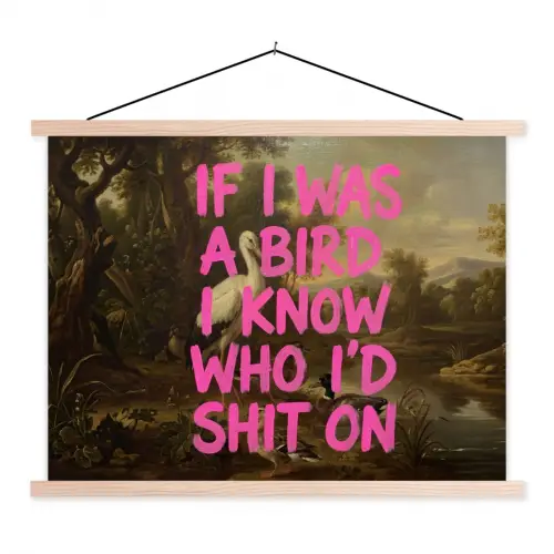Klassiek - Humor - Roze textielposter latten blank klein -3d
