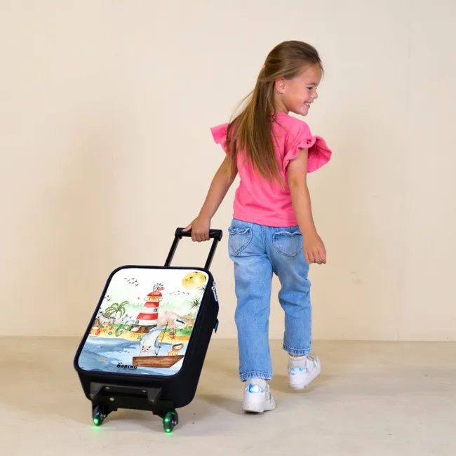 Vuurtoren met allemaal dieren Kinderkoffer - Zwart klein -sfeer1