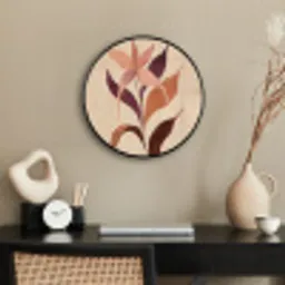 Minimalistisch - Bloem - Bladeren - Beige Fotolijst rond zonder passe partout klein -sfeer1