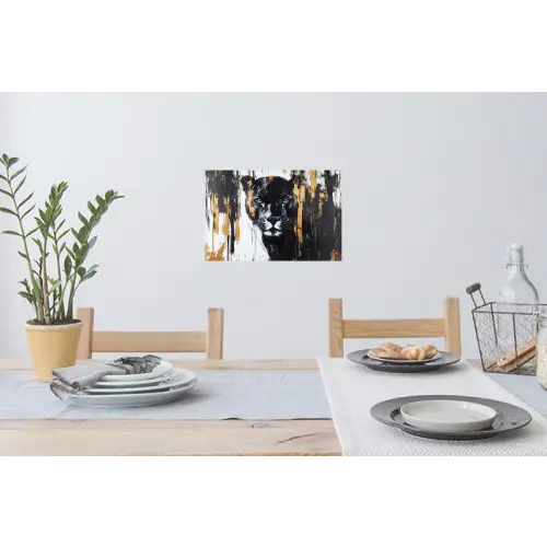 Panter - Zwart - Abstract - Verfstreken Muursticker klein -eettafel