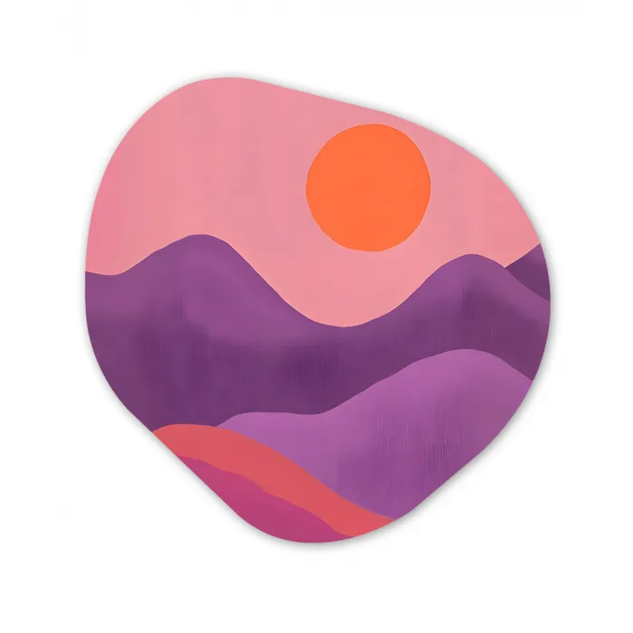 Zon - Heuvels - Paars - Abstract Wandcirkel Organisch Forex 3mm klein -3d