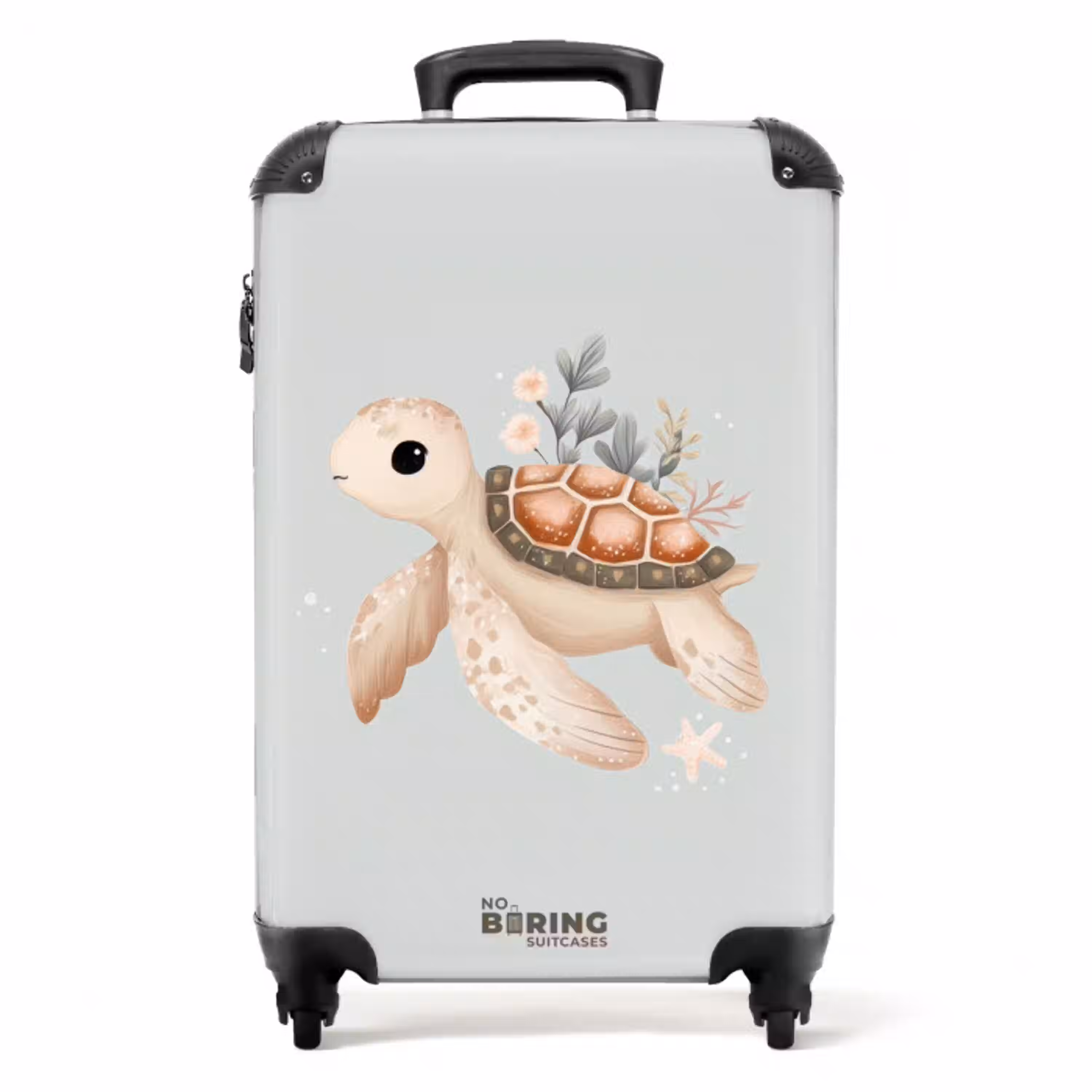 Bruine zeeschildpad in pastel onderwaterwereld NBS - Handbagage koffer - Volwassenen Unisex middel -productfoto_recht