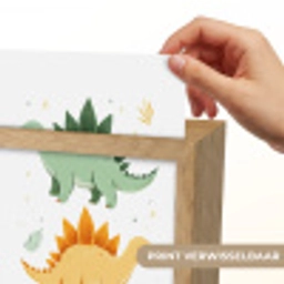 Sterren - Stegosaurussen - Blaadjes - Groen Light Box met kabel (Kinderlampje) klein -USP_websiteprintNL