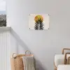 Zwart palmblad - Gouden cirkel - Beige achtergrond tuinposter los doek klein -sfeer8