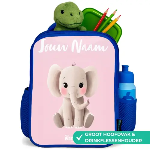 Olifant - Grijs - Baby - Slurf Kinderrugzak - Blauw middel -inhoud_NL