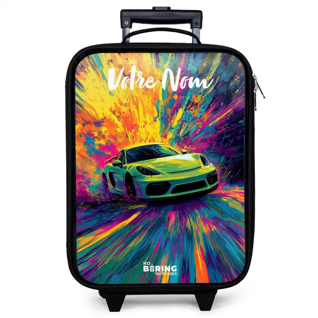 Sportauto - Groen - Verfstrepen - Kleuren Kinderkoffer - Zwart klein -zzz_website3d