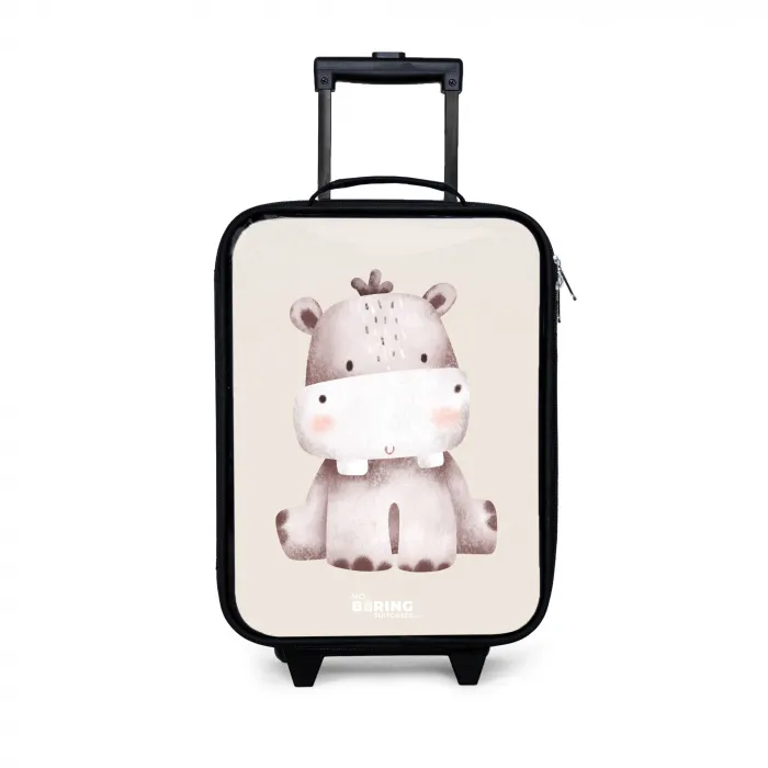 Nijlpaard op beige achtergrond illustratie Kinderkoffer - Zwart klein -3d