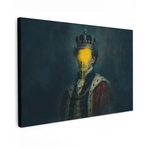 Koning - Portret - Druipende gele verf canvas 2cm klein -z3d