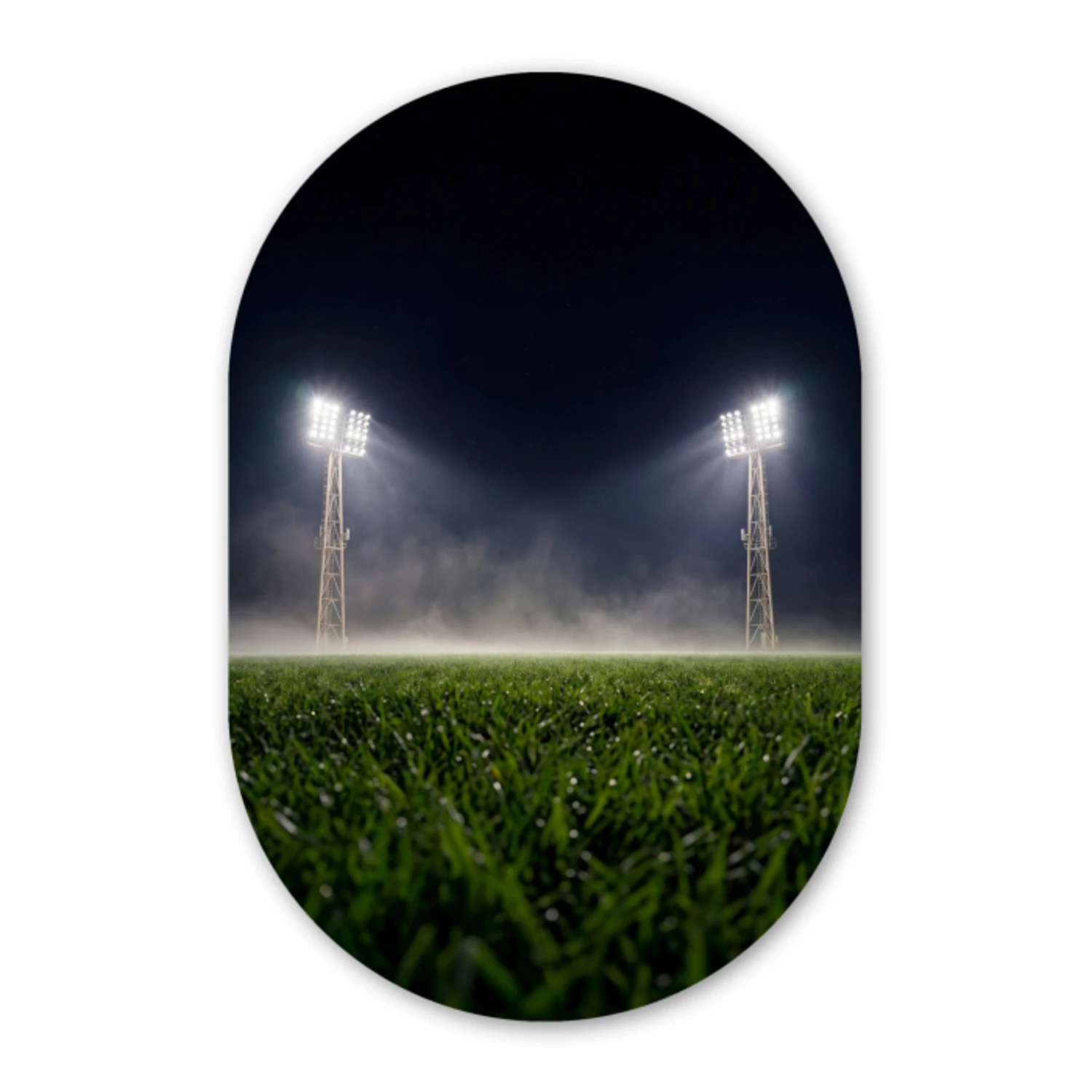 Stadion - Lichtmast - Sport - Nacht Wandcirkel Ovaal Forex klein -3d