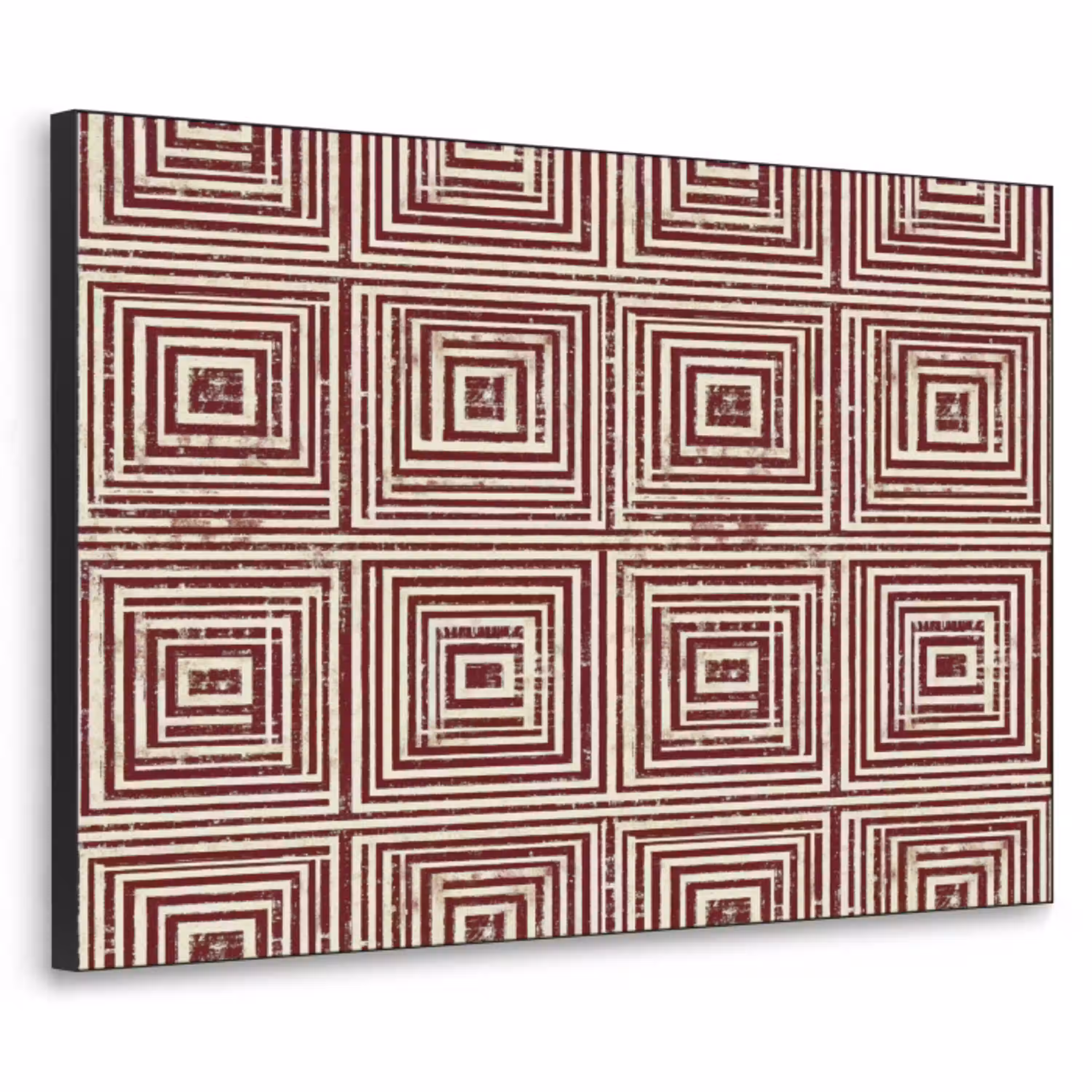 Geometrisch - Patroon - Rood Textielframe zwart klein 947 -3d