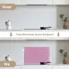 Ruit - Patroon - Paars - Hartjes keuken achterwand spatscherm klein 900 -voor_na_NL