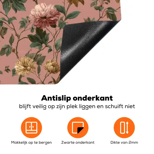 Bloemen - Klassiek - Roze Inductie beschermer vinyl 3mm klein 276 -zzzzzzz-td-onderkant