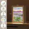 Lavendel - Bloemen - Zonsondergang - Paars - Weide Light Box met kabel (Tafellamp) klein -USP_NL