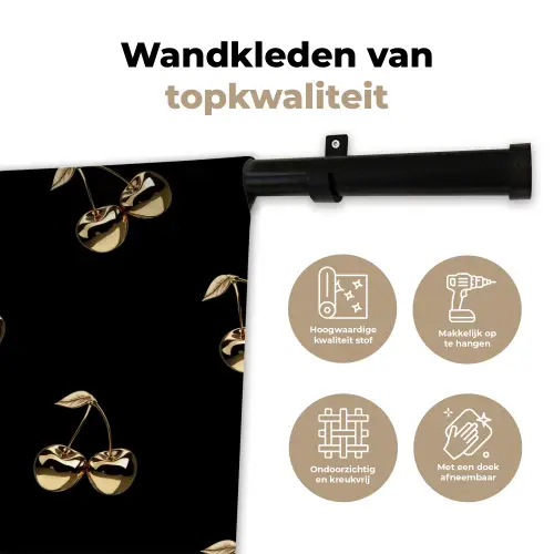 Patroon - Kersen - Goud - Chrome Wandkleed katoen klein -sfeer2