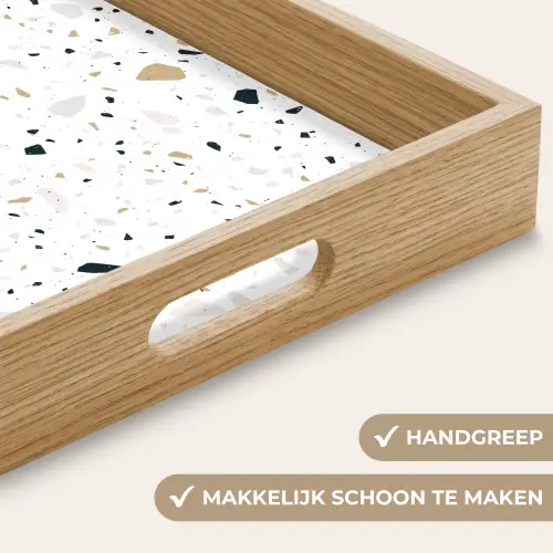 Terrazzo - Patroon - Wit - Neutraal Dienblad Rechthoek middel 911 -USP_HandgreepNL