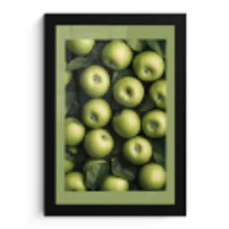 Appels - Groen - bladeren fotolijst zwart zonder passe partout klein -3d