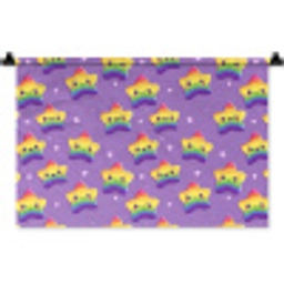 Sterren - Regenboog - Paars Wandkleed katoen klein 269 -zz3d