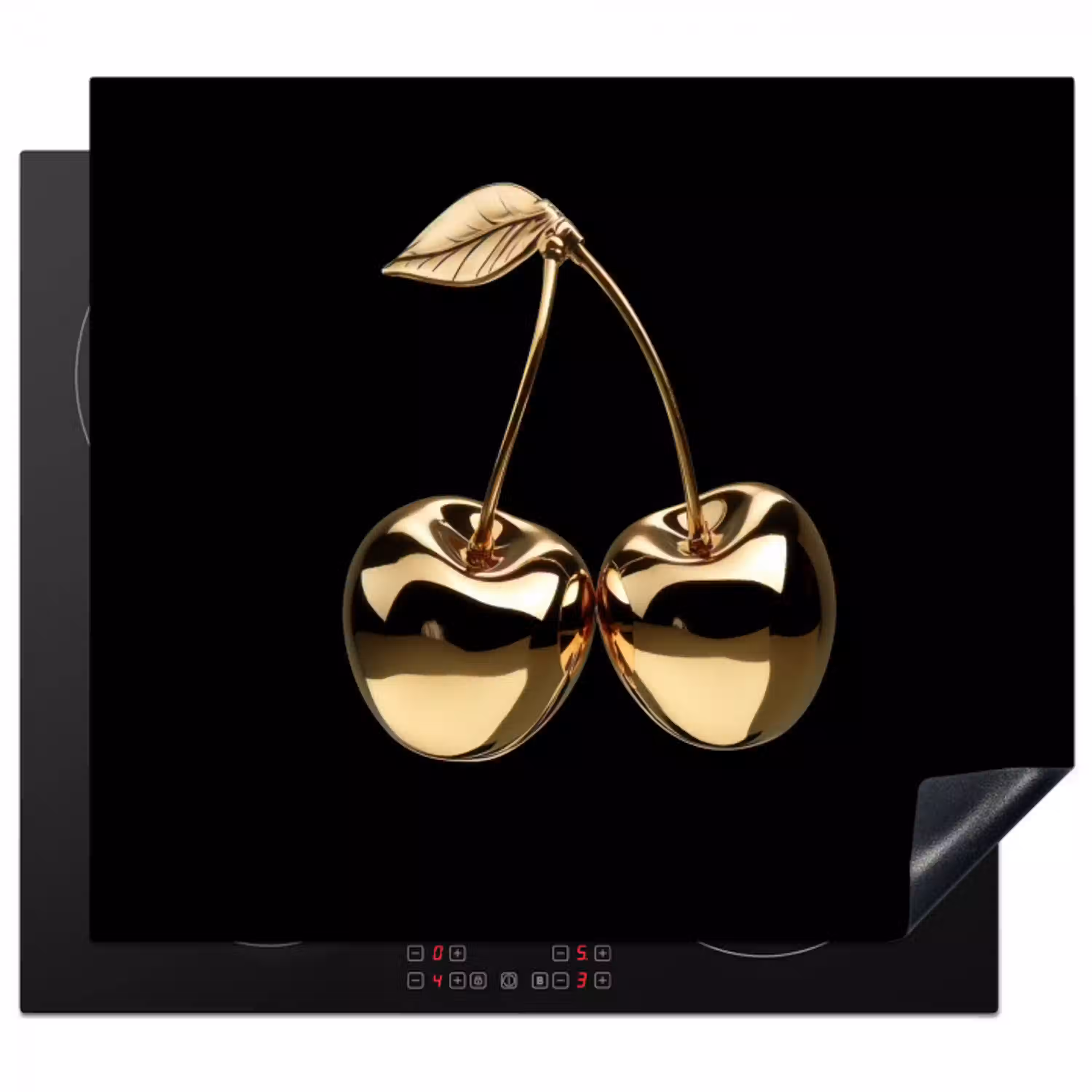 Kersen - Zwart - Goud - Chrome Inductie beschermer vinyl 3mm middel -3d