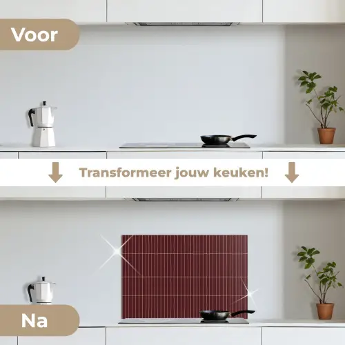 Lijnen - Patroon - Bordeaux keuken achterwand spatscherm klein 900 -voor_na_NL