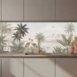 Kraanvogels - Palmbomen - Tropisch keuken achterwand 2 middel zz_3dshopping
