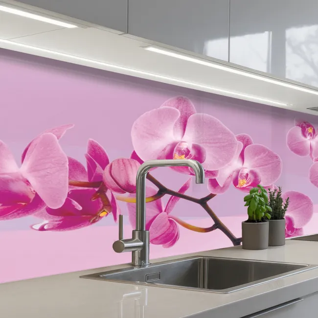 Bloemen - Orchidee - Roze keuken achterwand 2 middel -3d_schuin