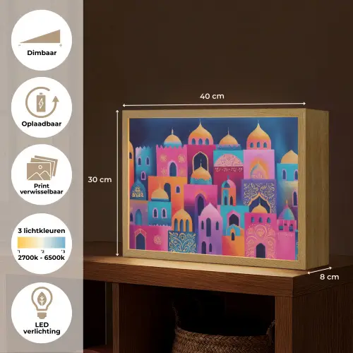 Kleurrijk - Avond - Islamitisch Light Box met batterij (Wandlamp) middel -USP_websiteoverzichtNL