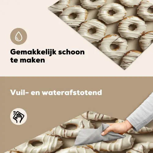 Donuts - Chocolade - Wit - Beige Inductie beschemer met haakjes klein -ky-schoon-nl