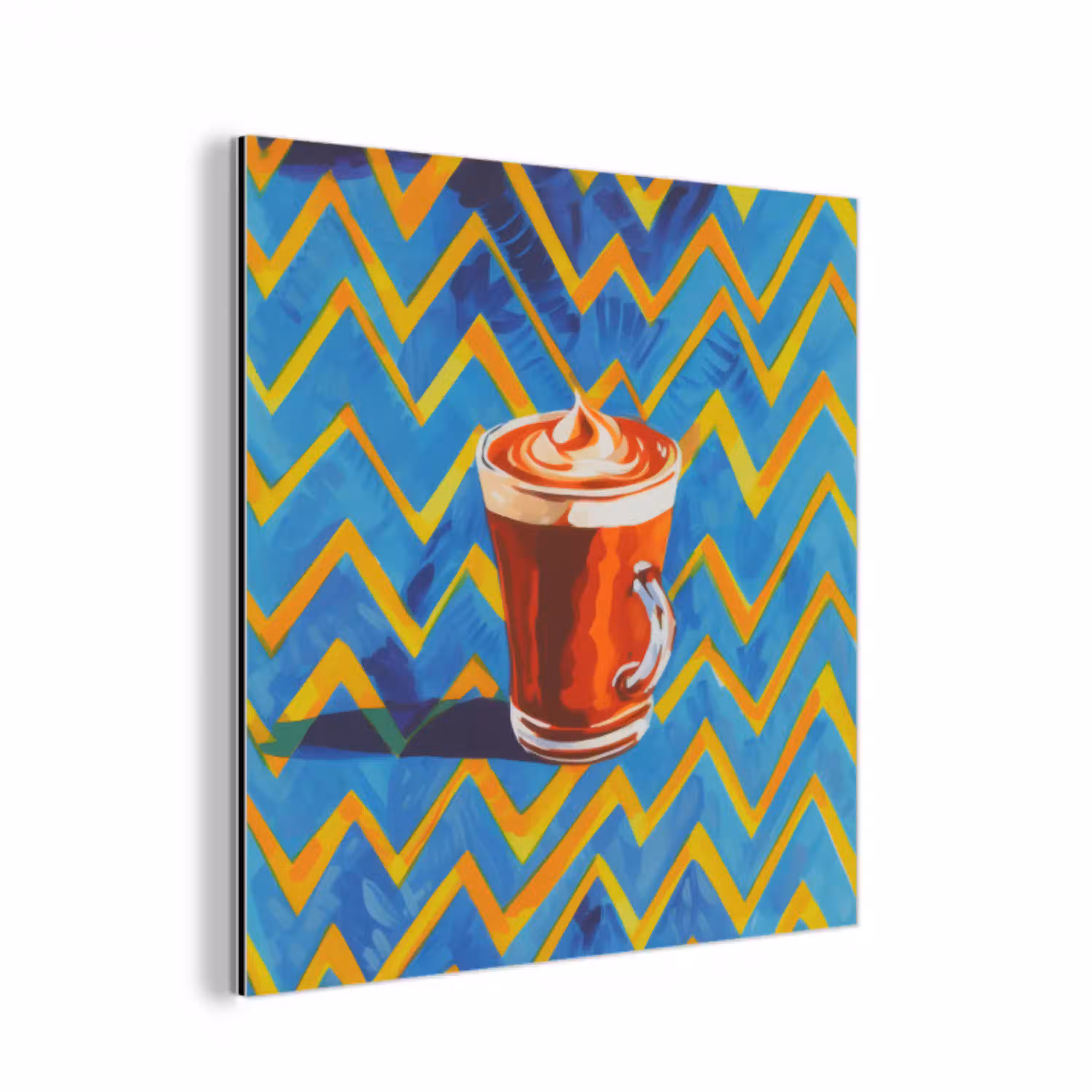 Mok - Koffie - Zigzag - Slagroom aluminium wit klein -3d