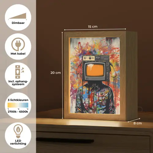 Televisie - Graffiti - Mens - Kleuren Light Box met kabel (Tafellamp) klein -USP_NL