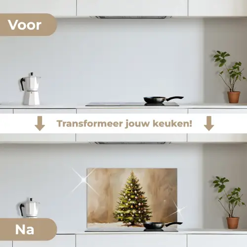 Kerst - Sfeer - Groen keuken achterwand spatscherm klein -voor_na_NL