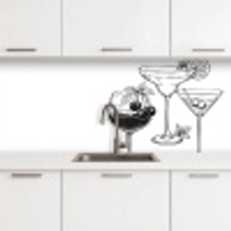 Glazen - Cocktails - Zwart - wit keuken achterwand 2 middel -3d