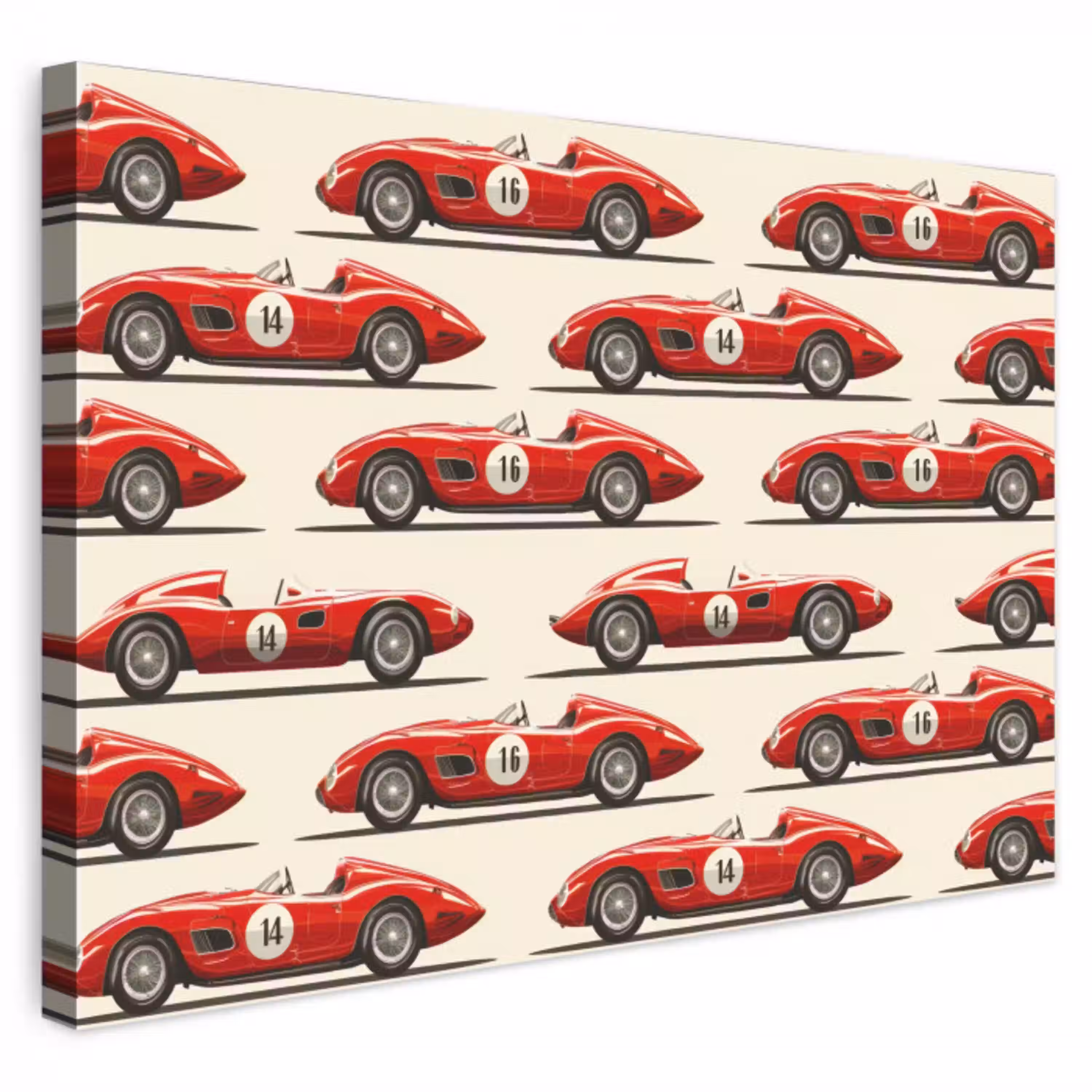 Raceauto - Retro - Rood canvas 2cm klein 34 -3d