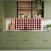Rood - Tegelpatroon - Crème keuken achterwand 2 middel 871 -sfeer3