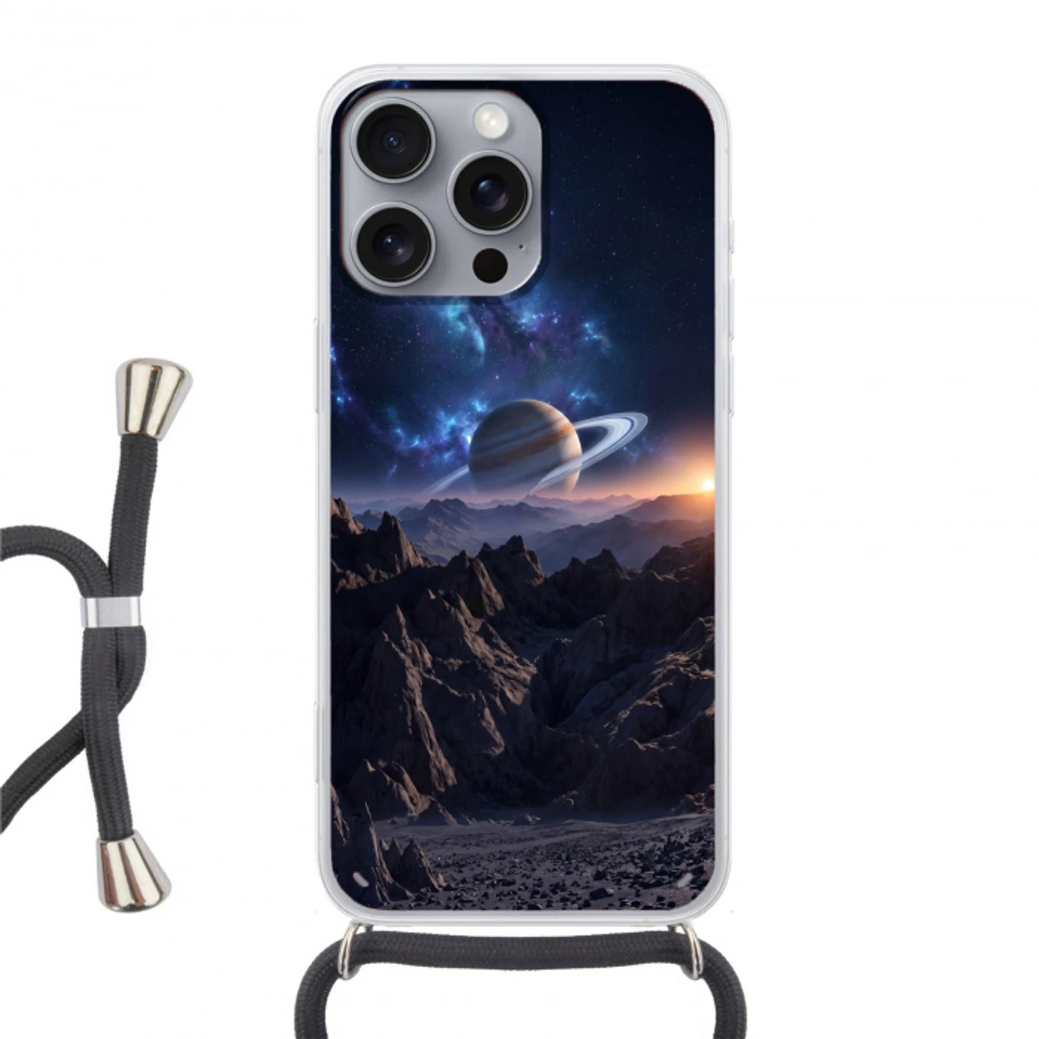 Fantasy - Kosmos - Landschap Hoesje iPhone 16 Pro Max met koord klein -3d