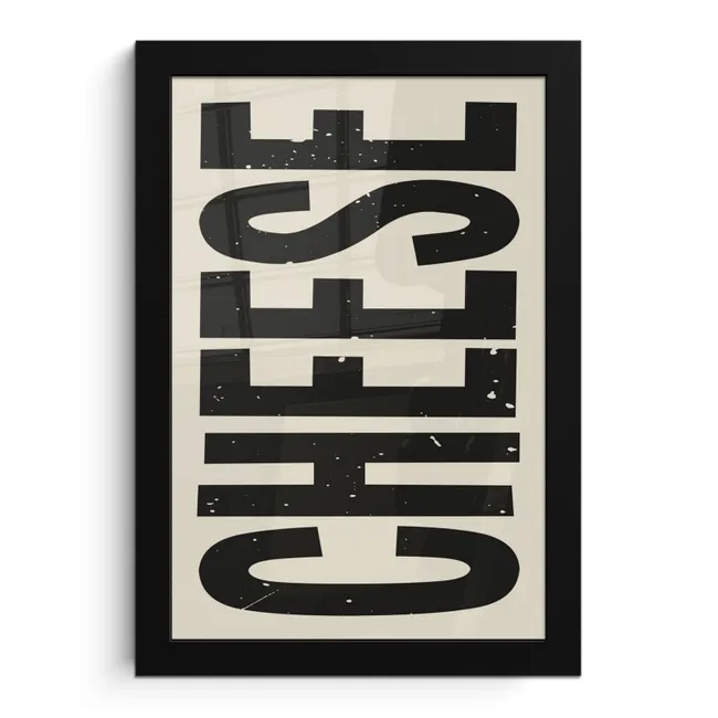 Kaas - Decoratie - Beige - Cheese fotolijst zwart zonder passe partout klein -3d