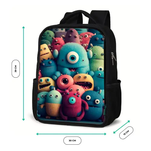 Monster Menigte Rugzak - Zwart middel -productfoto_formaten