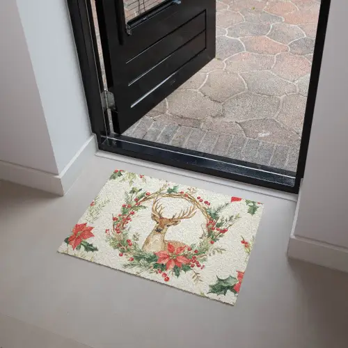 Kerstkrans - Hert - Hulst - Rood Deurmat klein -sfeer5