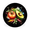 Tomaat - Avocado - Peper - Graffiti - Verf - Modern Wandcirkel aluminium klein -3d