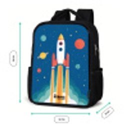 Raket - Planeet - Sterren - Veelkleurig Rugzak - Zwart middel -productfoto_formaten