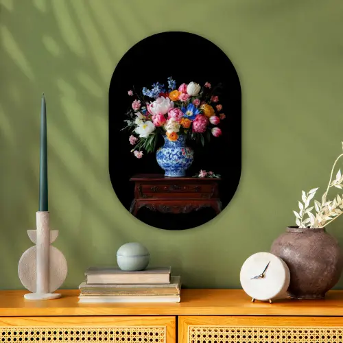 Rozen - Bloemen - Vaas - Boeket Wandcirkel Ovaal Forex klein -sfeer2