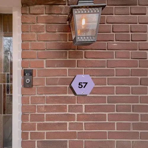 Paars met stippen - Traditioneel Naambord Hexagon klein -sfeer7-hexagon-XS