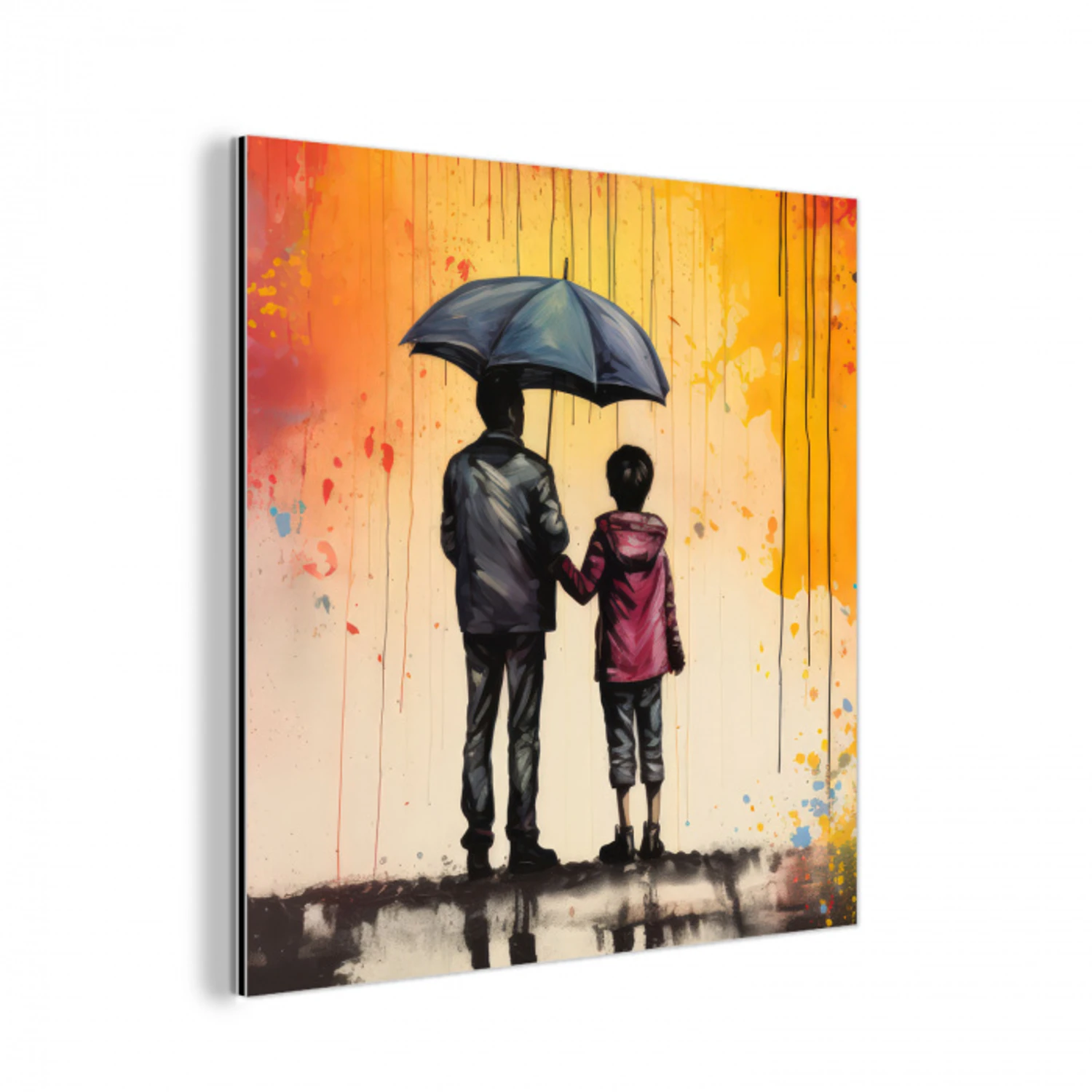 Graffiti - Paraplu - Mensen - Kleuren - Kunst aluminium wit klein -3d