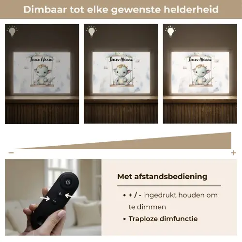 Draak - Baby dier - Kinderen Light Box met batterij (Wandlamp kind) middel -USP_dimbaarNL
