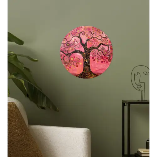 Boom - Levensboom - Roze - Goud Wandcirkel behangsticker klein -sfeer2
