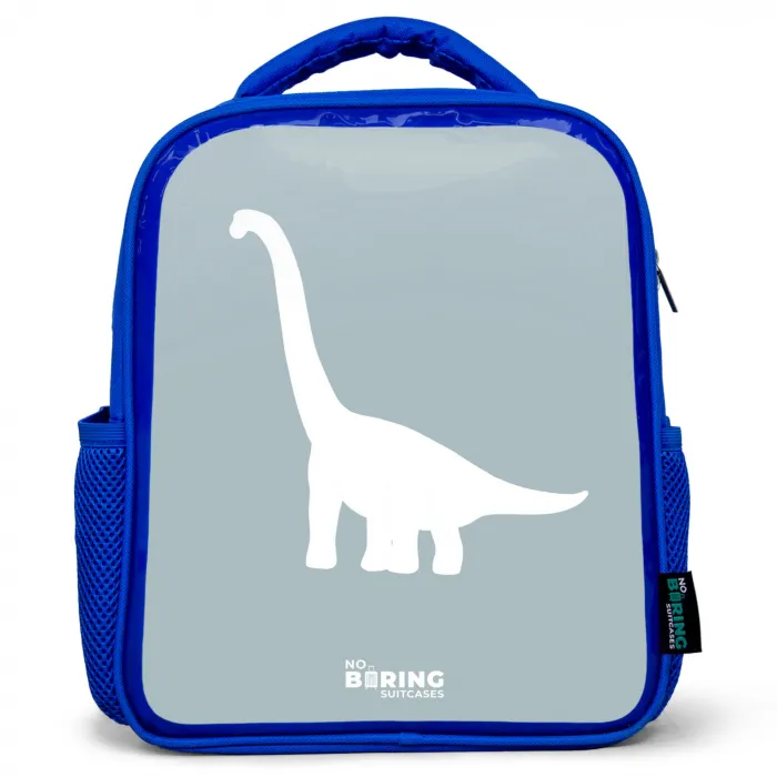 Blauw met Brachiosaurus dino Kinderrugzak - Blauw middel -3d