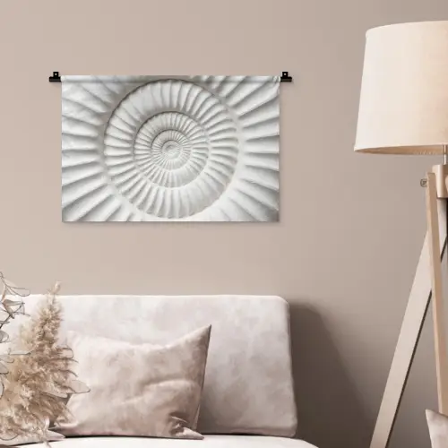Schelp - Spiraal - Wit Wandkleed katoen klein -sfeer4